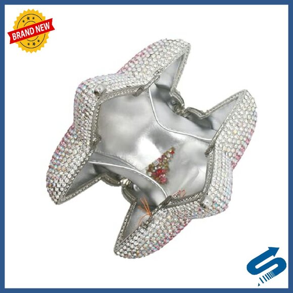 Rhinestone Star Clutch Evening Bag with Detachable Chain for Wedding Party